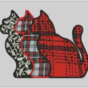Christmas Trio of Patterned 3 Cats