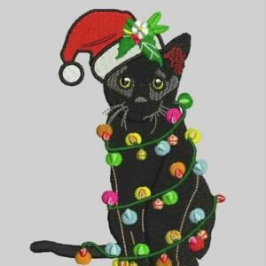 Santa Cat with Christmas Lights