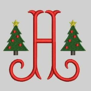 Monogram H with Christmas Trees